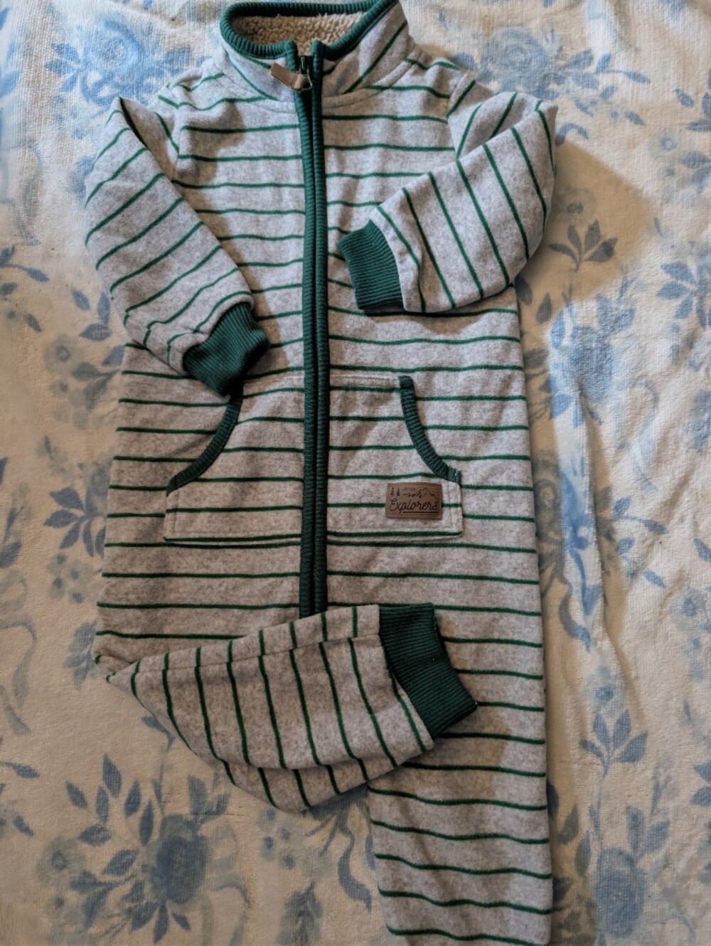 Carter's Gray and Green Striped Baby Romper